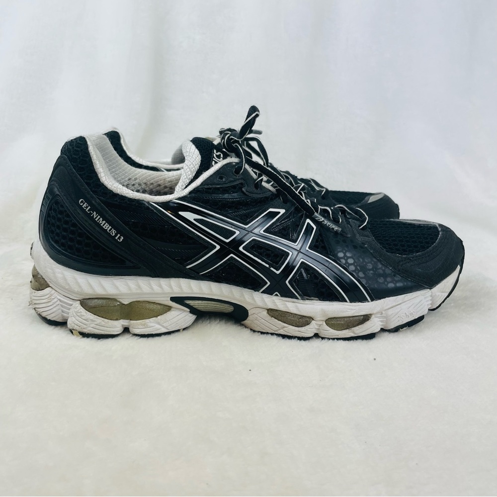 Asics Gel-Nimbus 13 Women's Athletic Shoe Size 9 Black White T192N Sneakers